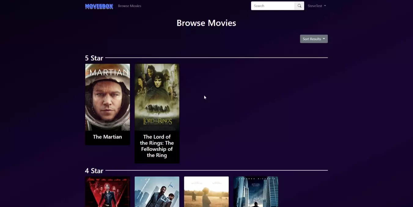 Browse movies page